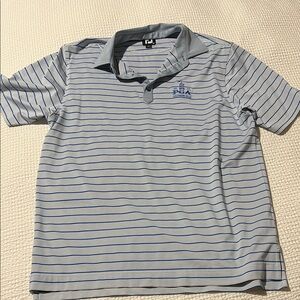 Men's Blue Striped Polo Shirt